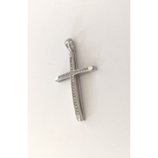 ΓΥΝΑΙΚΕΙΟΣ ΣΤΑΥΡΟΣ ΛΕΥΚΟ 14K με κενό στο πλάι και ζιργκόν στην πάνω πλευρά CRW95